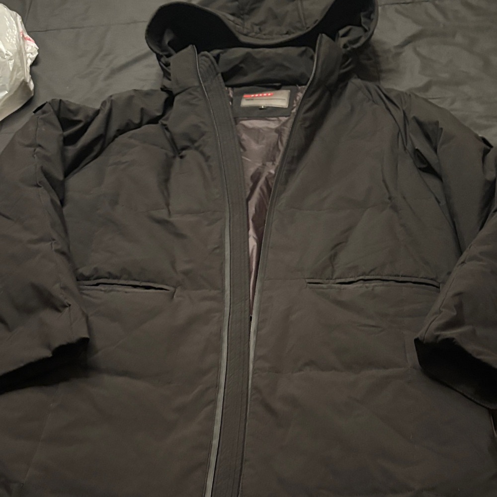 Prada Black Hooded Long Jacket